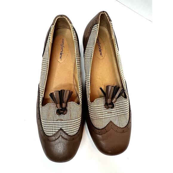 Comfortview Aster 44634 Brown Herringbone Tassel Flat Loafers Comfort 9.5W EUC - Picture 7 of 12